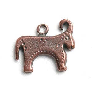 Primitive Bull Copper Pendant, Animal jewelry Antique copper charm, Ram Aries Ancient style, Double sided pendant 1Pc F633 image 3