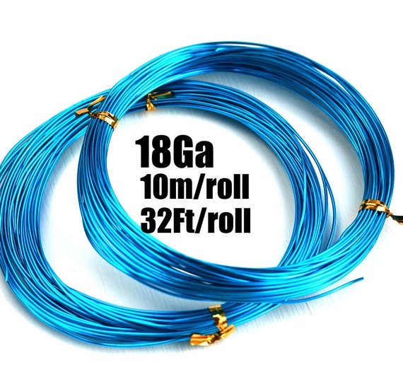 18 Gauge Wire, 1mm Thick Bright Blue Aluminum Craft Wire, 10m Roll, 32ft,  Colored Wire for Jewelry Making LC105 