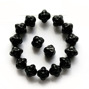 6mm Jet black fancy bicone czech glass beads, pressed 50Pc 1239 image 5