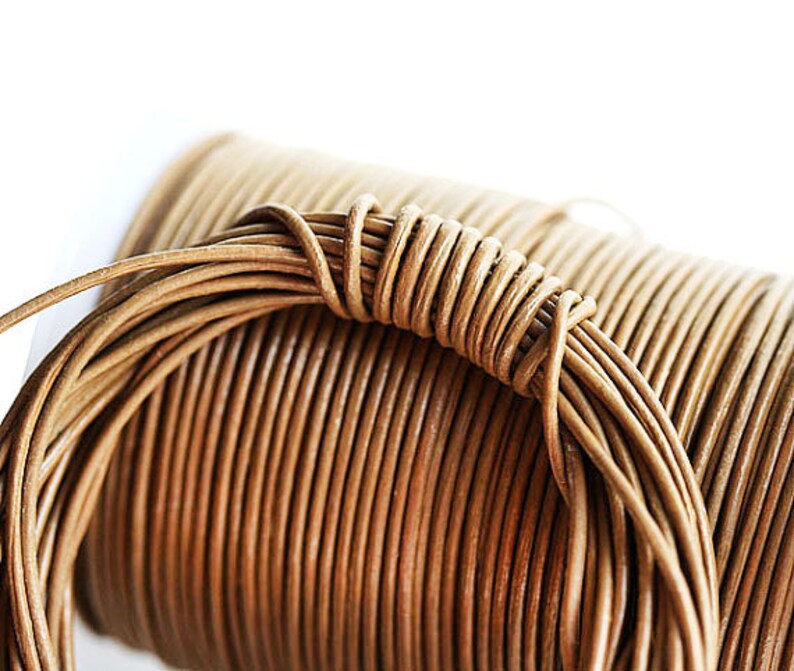 Light Brown 1mm Round Natural Leather cord Camel LC081 10 feet