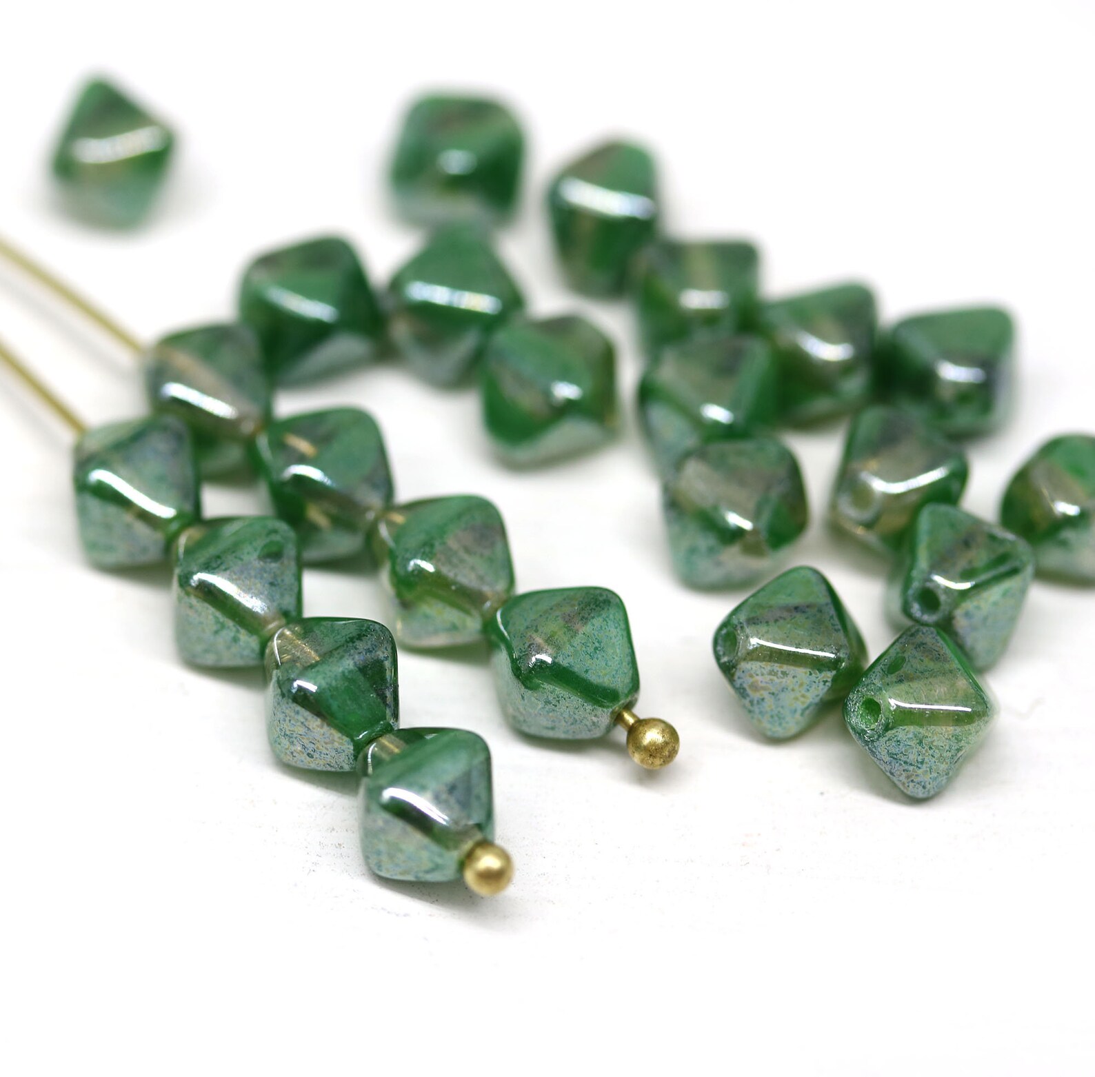 300 pcs Bicone Beads 6 mm, Aluminum Silk, Czech Glass - US
