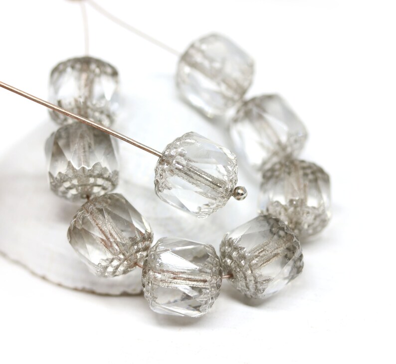 Silver Washed Smoke Apollo AB Fire Polished Cathedral Beads 6mm (Sku A275) 20pcs Czech Glass Beads by - The Bead Obsession