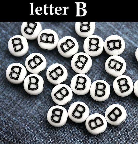 Glass White Alphabet Beads