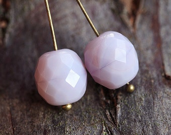 10mm Lilac fire polished czech glass beads, Light Purple, opaque lavender round faceted beads - 10Pc - 0582