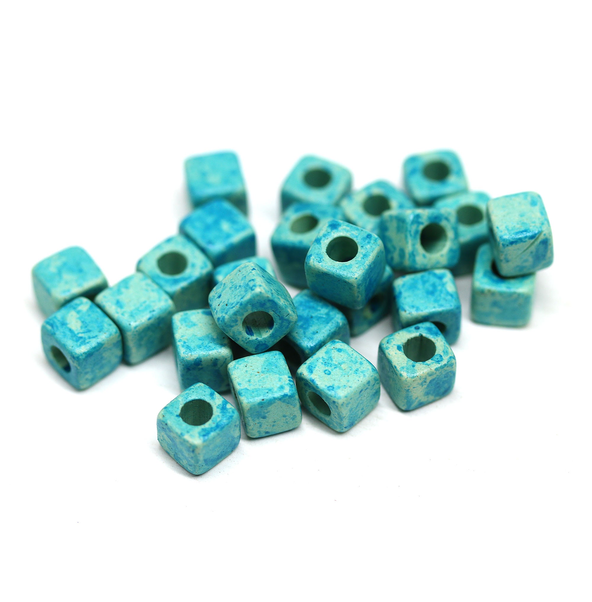 5mm Teal Ceramic Cube Beads for Leather Cord 2mm Hole Square Etsy