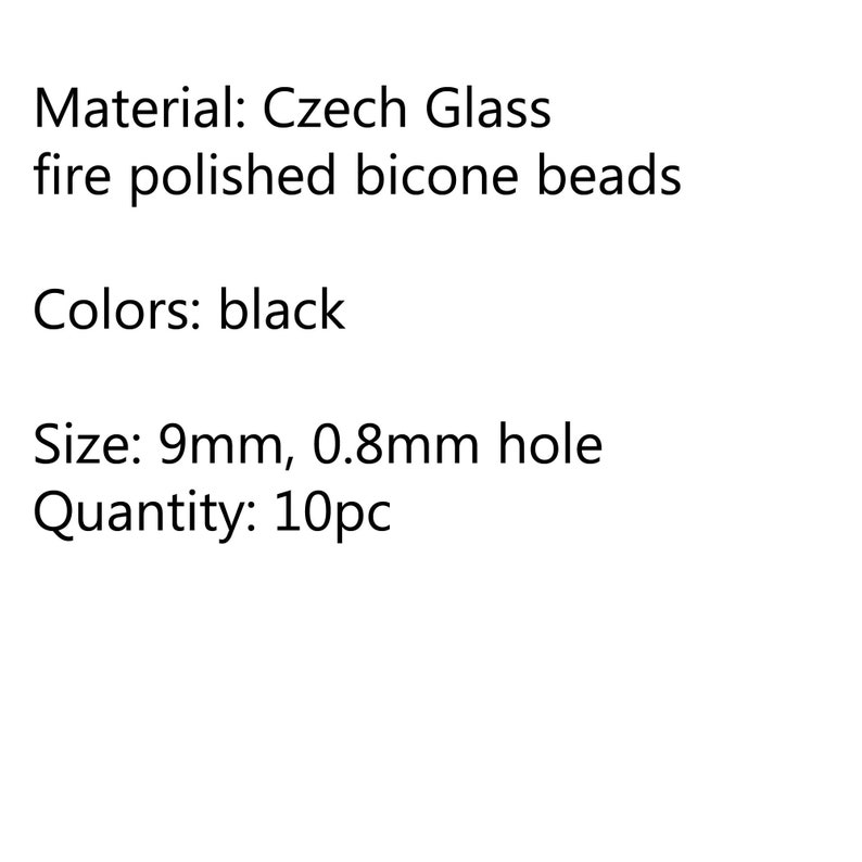 9mm Black czech glass bicone fire polished beads 10Pc 5636 image 4