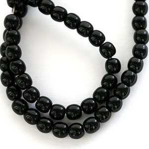 5mm Jet black round spacer beads, czech glass pressed black opaque druk beads, 50Pc 1491 image 2