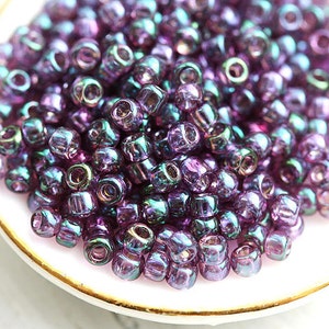 Purple Seed beads Toho size 11/0 Gold Lustered Hydrangea N 206 rocailles kumihimo rainbow purple - 10g - S172