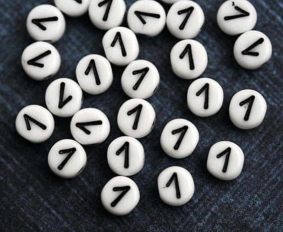 Number & Symbol Beads 6mm White