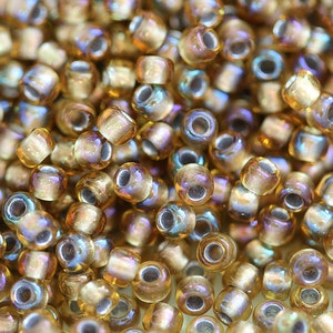 Topaz seed beads TOHO size 11/0, Gold Lined Rainbow Topaz N 278, kumihimo rocailles - 10g - S509