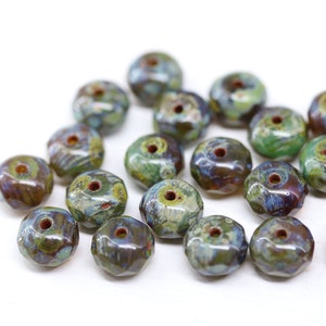 5x8mm Picasso Czech glass rondelle beads, gemstone cut rondels, 20pc 2600 image 3