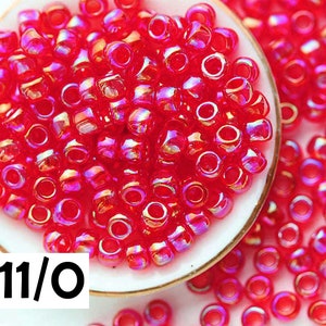 TOHO Red Seed beads size 11/0, Trans Rainbow Siam Ruby N 165B, japanese glass rocailles - 10g - S1236