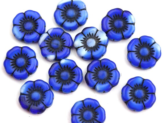 European Bead DARK GREEN FLOWER 5 PETAL DAISY Charm Bead AUS Seller