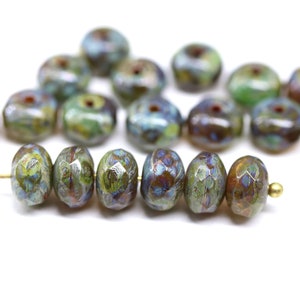 5x8mm Picasso Czech glass rondelle beads, gemstone cut rondels, 20pc 2600 image 2