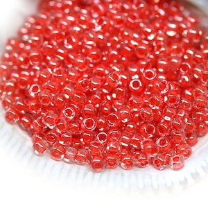 Red Seed beads TOHO size 11/0, Inside Color Crystal Tomato Lined N 341, japanese rocailles round beads 10gr - S169