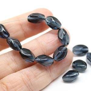 11x7mm Dark montana blue oval beads Czech glass blue gray barrel beads, 20Pc 2115 image 3