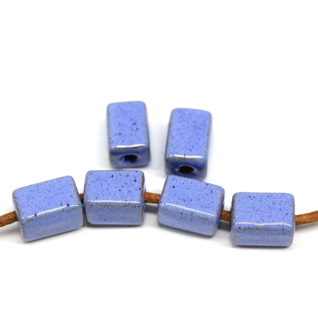 11x8mm Ink Blue Rectangle Ceramic Beads for Leather Cord Enamel Beads