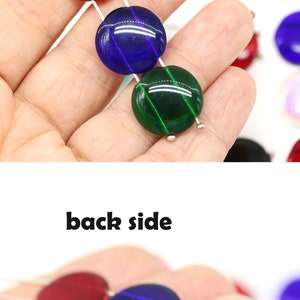 18mm Round dome cabochon beads Two hole flat coin czech glass beads, 4Pc image 2