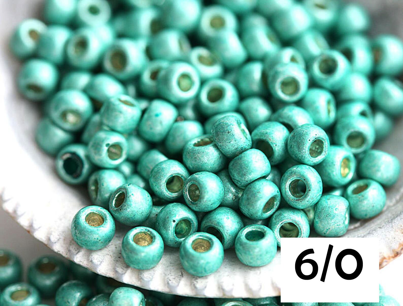 TOHO 6/0 Seed Beads: Matte Galvanized Green Tea, 10g