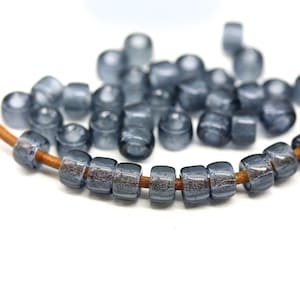 Perline a rulli ceche blu grigio pony da 6 mm, distanziatori rotondi con foro largo da 2 mm, 40 pezzi - 0247