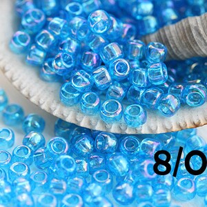 Blue Seed beads TOHO size 8/0 Trans Rainbow Dark Aqua N 163B japanese glass rocailles - 10g - S777