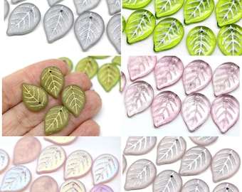 Large glass leaf beads 18x13mm Czech glass leaves choose color 10pc