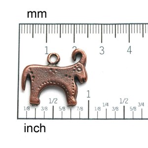 Primitive Bull Copper Pendant, Animal jewelry Antique copper charm, Ram Aries Ancient style, Double sided pendant 1Pc F633 image 4