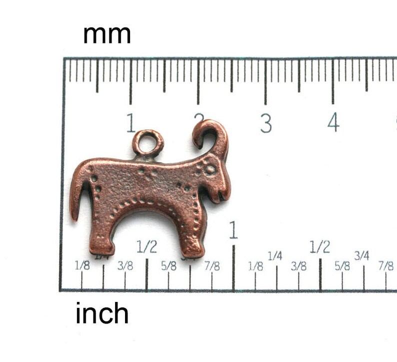 Primitive Bull Copper Pendant, Animal jewelry Antique copper charm, Ram Aries Ancient style, Double sided pendant 1Pc F633 image 4