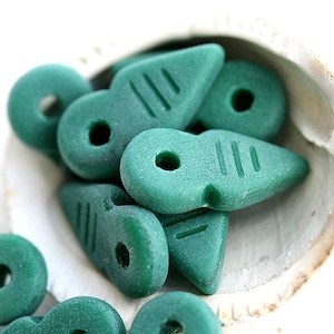 Seaglass Green Arrow beads Matte finish czech Glass beads, Pointer Beads, spike, 19x9mm - 10Pc - 1123
