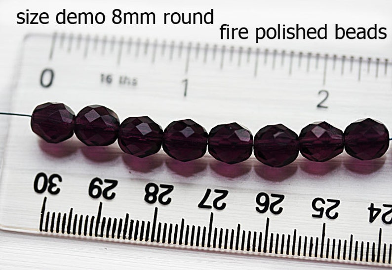 8mm Matte Brown Czech glass round beads, Dark Topaz fire polished, faceted beads 15Pc 2726 image 5