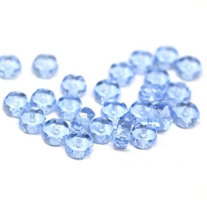 6x3mm Sapphire blue fire polished rondelle beads, Czech glass rondels faceted spacers 25Pc 1954 image 2