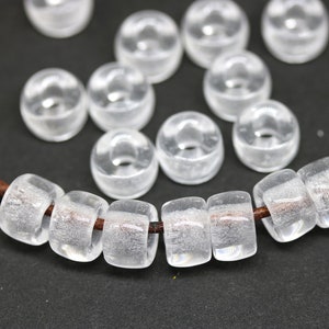 Crystal Clear Czech Glass Pony Beads: 9mm Round Spacer Beads, 20pc