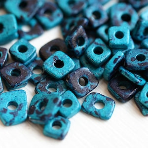 Blue ceramic Chip beads Indigo Blue tiny spacers Greek ceramic beads irregular geometry beads, 5mm - approx.70pc - 1578