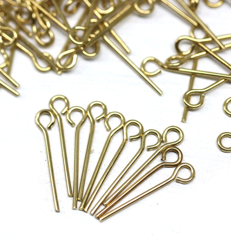 250pc Small Raw Brass Eye Pin 16mm Length 21ga Wire Eyepins Etsy