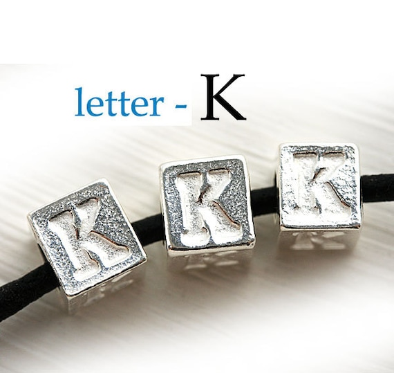 Bead, Metal - Alphabet Square 7mm Bead, Metal - Alphabet Square 7mm