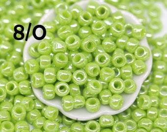 Light green Toho seed beads size 8/0, Opaque Lustered Sour Apple 131, japanese seed beads 10g - S038