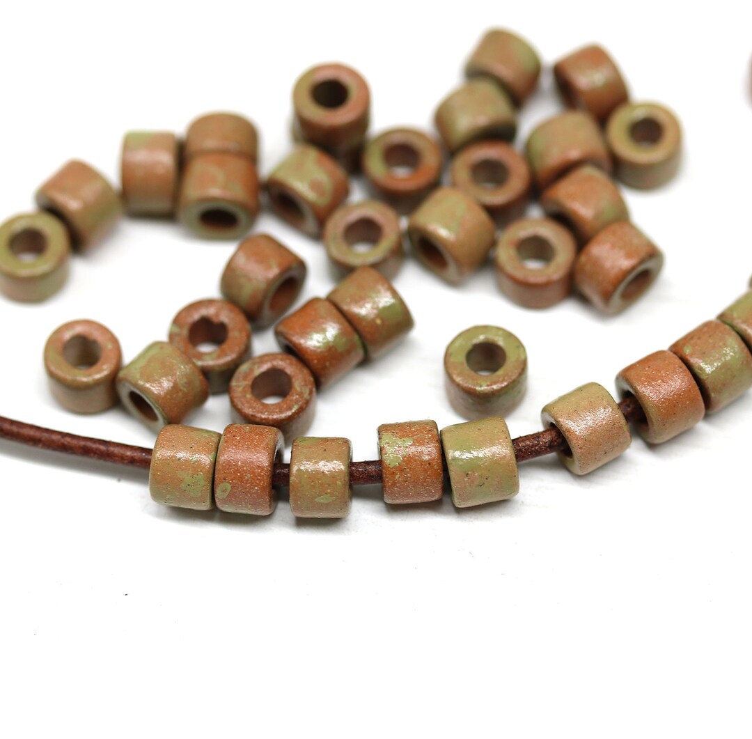 6mm Brown Ceramic Tube Beads Lightweight Greek Beads for Etsy