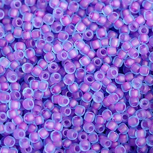 Blue Toho seed beads size 11/0, Inside color Frosted Aqua Purple Lined 252F, rocailles - 10g - S175