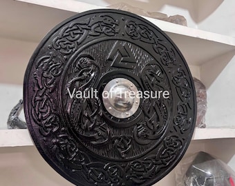 Handmade Viking Shield:Wooden Carved Shield,Wall Decor, Cosplay