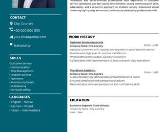 Modern Resume Template | Editable Canva CV & Cover Letter (instant ...