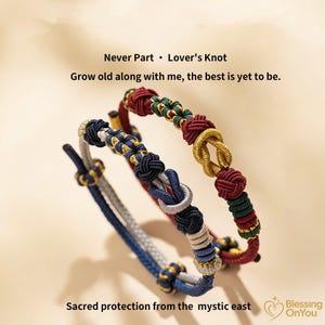 Tibetan Friendship Bracelet, True Love Knot Couple Bracelets, Handmade Woven Relationship Bracelet, Red String of Fate Amulet, Wedding Gift