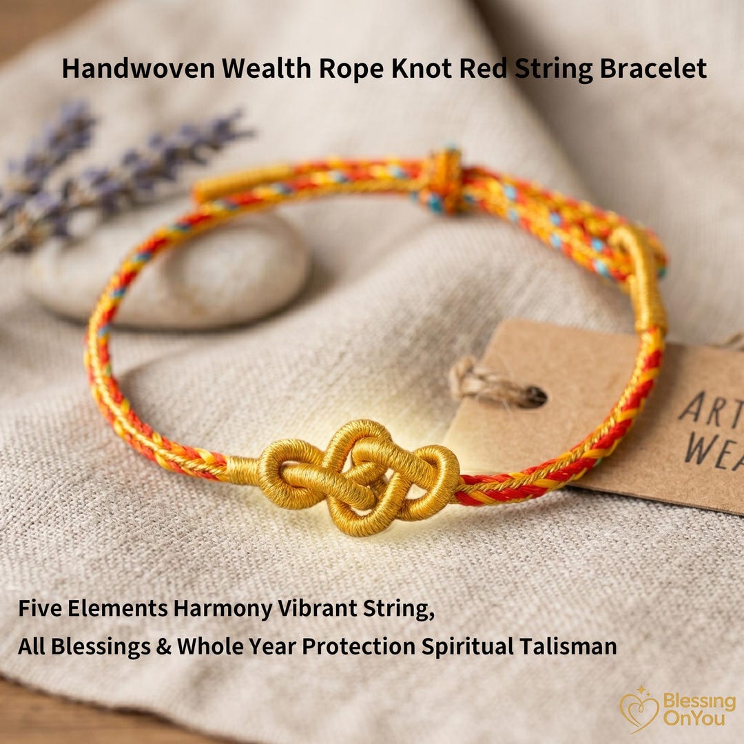 Lucky Red String Bracelet, Handwoven Adjustable Cord, Wealth ...