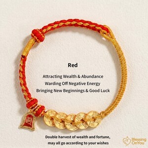 Bransoletka z czerwonego sznurka, amulet z koniem szczęścia, prezent na dobrobyt i ochronę, bransoletka z monetami Feng Shui Pięciu Cesarzy Red