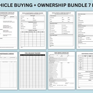 Bundel voertuigaankoop en eigendom | Logboek auto-onderhoud, kilometerteller, checklist testrit, voertuiginspectie Gereed om af te drukken als pdf