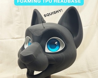 Schäumende TPU Feline Fursuit Head Basis (kleine Katze) - 3D Gedruckt, anfängerfreundlich, flexibel & langlebig
