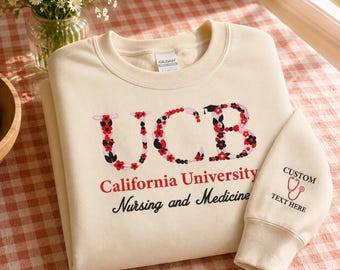 Floral Embroidered University Sweatshirt, Custom University, Custom College Floral Letter Embroidered Sweatshirt, Sorority Greek Letter Gift