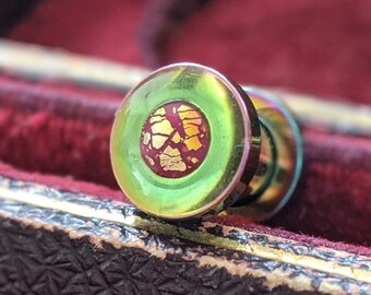 Screw back 6mm dragon scale gauges / Handmade in Scotland / Unique polymer clay and resin unique ear plugs / Everyday cyberpunk jewellery