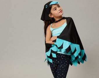 bird cape & headscarf outfit