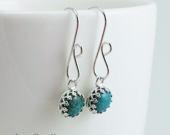 Sterling Silver Turquoise Earrings - Gemstone Jewelry - Southwestern Jewelry - Fashion Trend - December Birthday