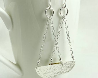 Sterling Silver Fan Earrings - Silver Dangle Earrings - Handmade Jewelry